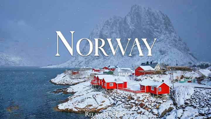 12-Hour Winter in Norway Nature Scenery with Calming Piano